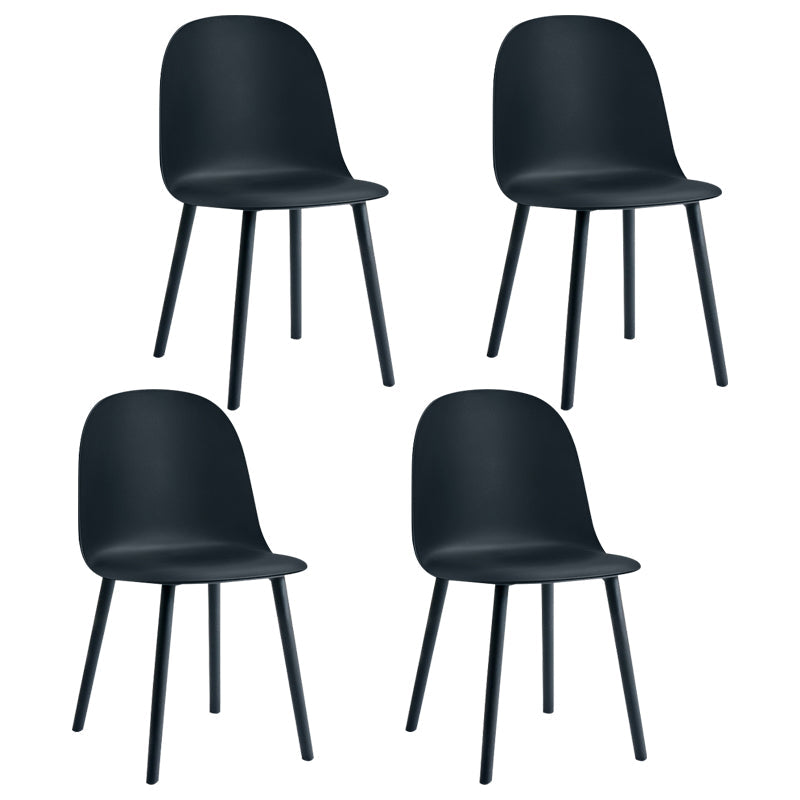 Glam Plastic Indoor-Outdoor Room Side Chairs Solid Back Chair Black Plastic & Acrylic 4 Piece Set Clearhalo ' kitchen&dining_furn' 'Dining Chairs' 'Dining Tables & Seating' 'dining_chair' 'furn' 'furn_dining_chair' 'Furniture' 'furniture_dining_chair' 'Kitchen & Dining Furniture' 'kitchen' 4287193