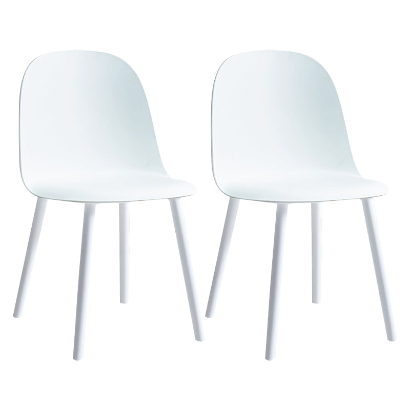 Glam Plastic Indoor-Outdoor Room Side Chairs Solid Back Chair White Plastic & Acrylic 2 Piece Set Clearhalo ' kitchen&dining_furn' 'Dining Chairs' 'Dining Tables & Seating' 'dining_chair' 'furn' 'furn_dining_chair' 'Furniture' 'furniture_dining_chair' 'Kitchen & Dining Furniture' 'kitchen' 4287203