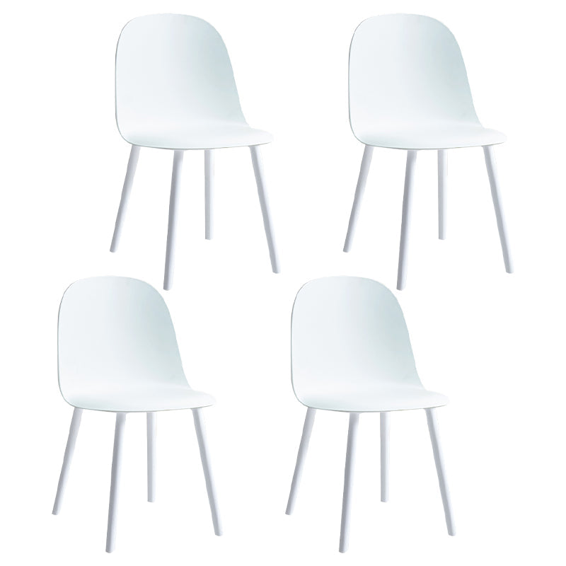 Glam Plastic Indoor-Outdoor Room Side Chairs Solid Back Chair White Plastic & Acrylic 4 Piece Set Clearhalo ' kitchen&dining_furn' 'Dining Chairs' 'Dining Tables & Seating' 'dining_chair' 'furn' 'furn_dining_chair' 'Furniture' 'furniture_dining_chair' 'Kitchen & Dining Furniture' 'kitchen' 4287205