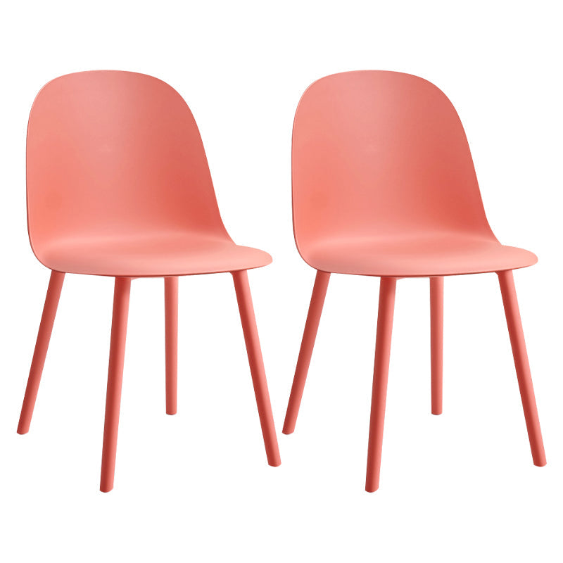 Glam Plastic Indoor-Outdoor Room Side Chairs Solid Back Chair Pink Plastic & Acrylic 2 Piece Set Clearhalo ' kitchen&dining_furn' 'Dining Chairs' 'Dining Tables & Seating' 'dining_chair' 'furn' 'furn_dining_chair' 'Furniture' 'furniture_dining_chair' 'Kitchen & Dining Furniture' 'kitchen' 4287208
