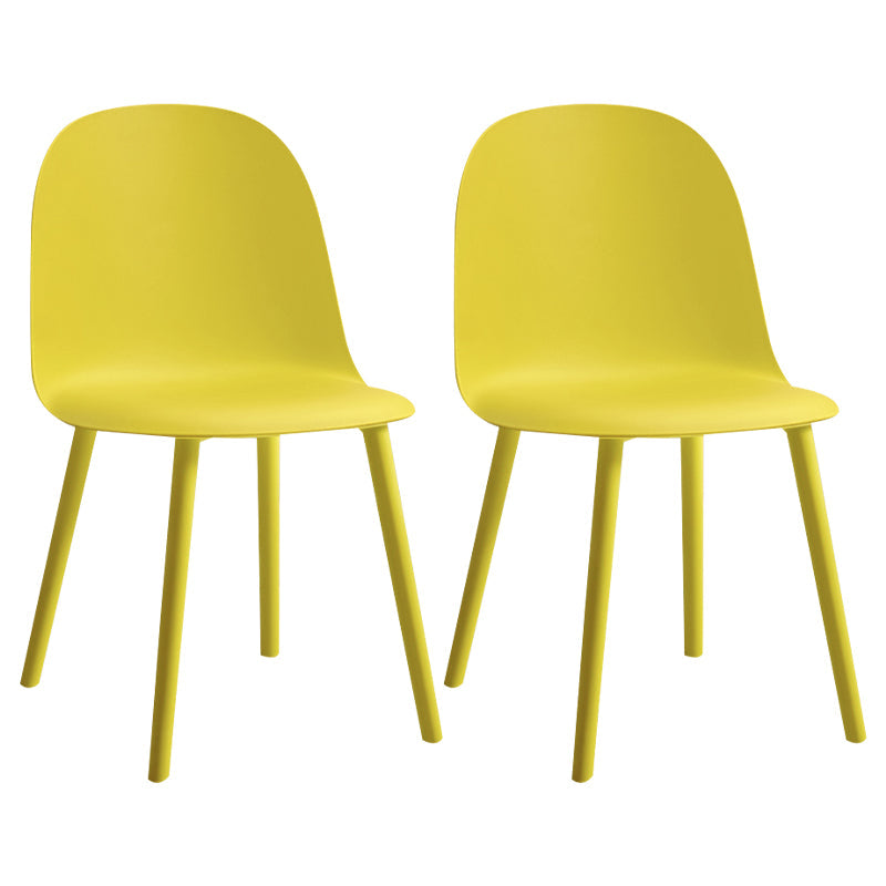 Glam Plastic Indoor-Outdoor Room Side Chairs Solid Back Chair Yellow Plastic & Acrylic 2 Piece Set Clearhalo ' kitchen&dining_furn' 'Dining Chairs' 'Dining Tables & Seating' 'dining_chair' 'furn' 'furn_dining_chair' 'Furniture' 'furniture_dining_chair' 'Kitchen & Dining Furniture' 'kitchen' 4287215
