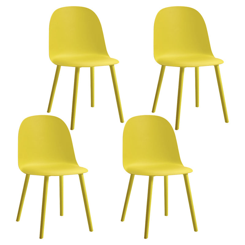 Glam Plastic Indoor-Outdoor Room Side Chairs Solid Back Chair Yellow Plastic & Acrylic 4 Piece Set Clearhalo ' kitchen&dining_furn' 'Dining Chairs' 'Dining Tables & Seating' 'dining_chair' 'furn' 'furn_dining_chair' 'Furniture' 'furniture_dining_chair' 'Kitchen & Dining Furniture' 'kitchen' 4287216