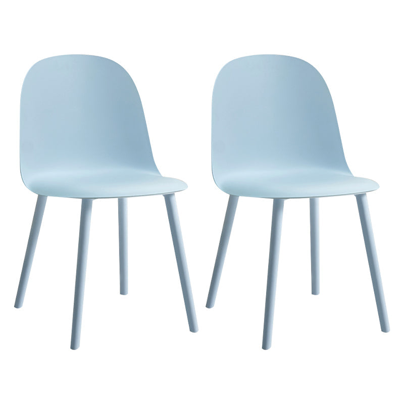 Glam Plastic Indoor-Outdoor Room Side Chairs Solid Back Chair Light Blue Plastic & Acrylic 2 Piece Set Clearhalo ' kitchen&dining_furn' 'Dining Chairs' 'Dining Tables & Seating' 'dining_chair' 'furn' 'furn_dining_chair' 'Furniture' 'furniture_dining_chair' 'Kitchen & Dining Furniture' 'kitchen' 4287218