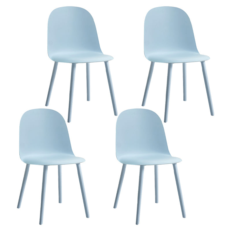 Glam Plastic Indoor-Outdoor Room Side Chairs Solid Back Chair Light Blue Plastic & Acrylic 4 Piece Set Clearhalo ' kitchen&dining_furn' 'Dining Chairs' 'Dining Tables & Seating' 'dining_chair' 'furn' 'furn_dining_chair' 'Furniture' 'furniture_dining_chair' 'Kitchen & Dining Furniture' 'kitchen' 4287219