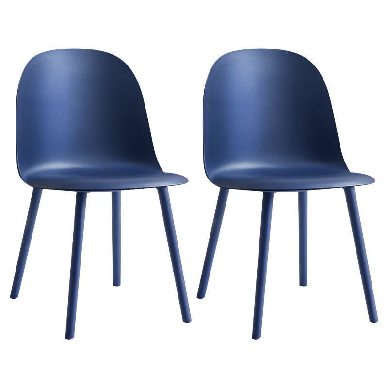 Glam Plastic Indoor-Outdoor Room Side Chairs Solid Back Chair Dark Blue Plastic & Acrylic 2 Piece Set Clearhalo ' kitchen&dining_furn' 'Dining Chairs' 'Dining Tables & Seating' 'dining_chair' 'furn' 'furn_dining_chair' 'Furniture' 'furniture_dining_chair' 'Kitchen & Dining Furniture' 'kitchen' 4287221