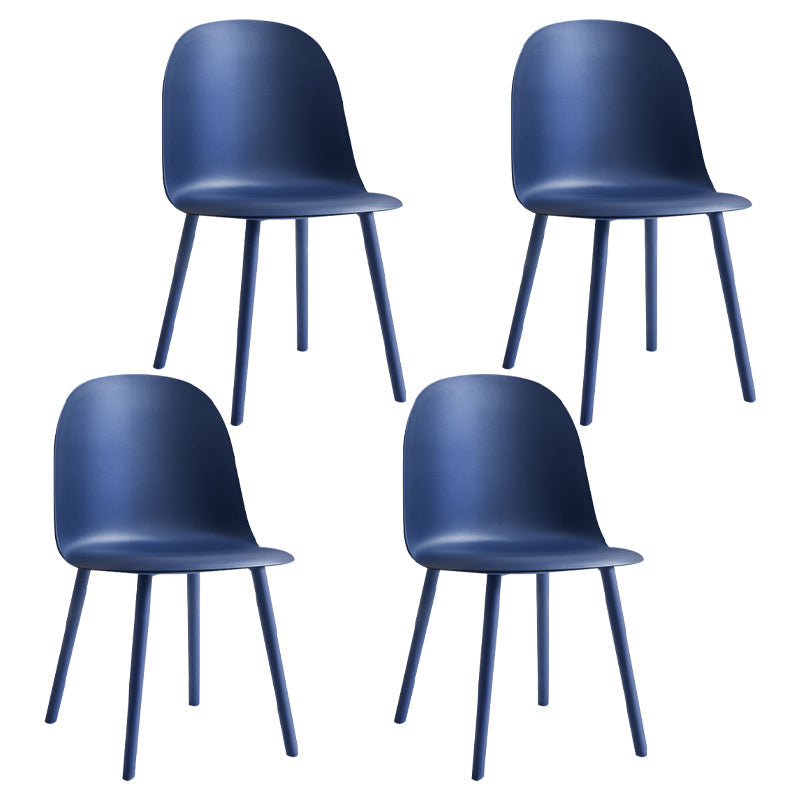 Glam Plastic Indoor-Outdoor Room Side Chairs Solid Back Chair Dark Blue Plastic & Acrylic 4 Piece Set Clearhalo ' kitchen&dining_furn' 'Dining Chairs' 'Dining Tables & Seating' 'dining_chair' 'furn' 'furn_dining_chair' 'Furniture' 'furniture_dining_chair' 'Kitchen & Dining Furniture' 'kitchen' 4287222