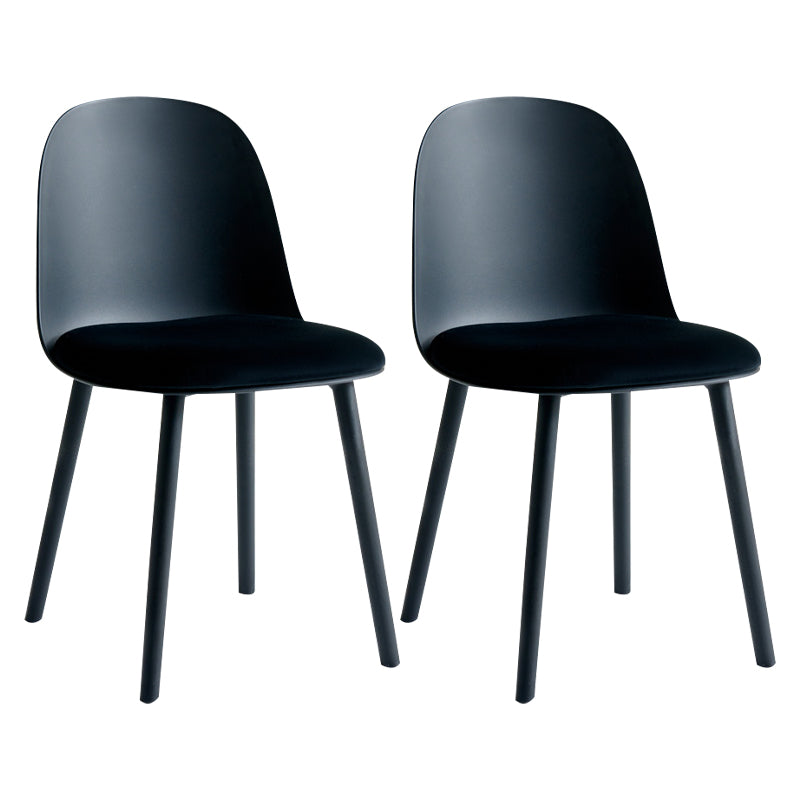 Glam Plastic Indoor-Outdoor Room Side Chairs Solid Back Chair Black Upholstered 2 Piece Set Clearhalo ' kitchen&dining_furn' 'Dining Chairs' 'Dining Tables & Seating' 'dining_chair' 'furn' 'furn_dining_chair' 'Furniture' 'furniture_dining_chair' 'Kitchen & Dining Furniture' 'kitchen' 4287224