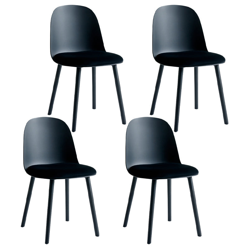 Glam Plastic Indoor-Outdoor Room Side Chairs Solid Back Chair Black Upholstered 4 Piece Set Clearhalo ' kitchen&dining_furn' 'Dining Chairs' 'Dining Tables & Seating' 'dining_chair' 'furn' 'furn_dining_chair' 'Furniture' 'furniture_dining_chair' 'Kitchen & Dining Furniture' 'kitchen' 4287225