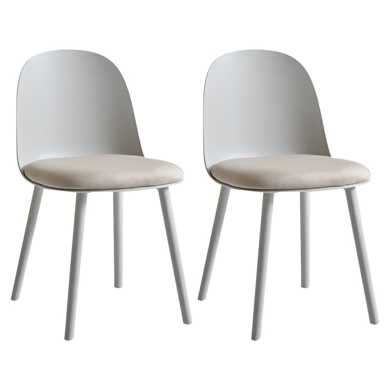 Glam Plastic Indoor-Outdoor Room Side Chairs Solid Back Chair Grey Upholstered 2 Piece Set Clearhalo ' kitchen&dining_furn' 'Dining Chairs' 'Dining Tables & Seating' 'dining_chair' 'furn' 'furn_dining_chair' 'Furniture' 'furniture_dining_chair' 'Kitchen & Dining Furniture' 'kitchen' 4287227