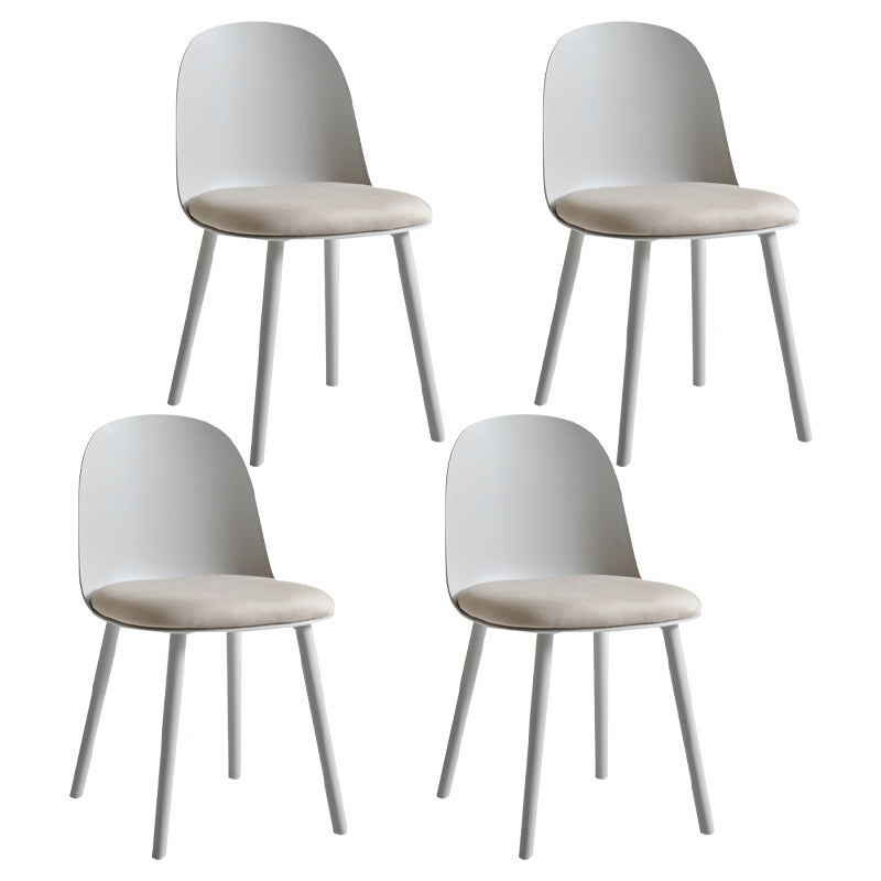 Glam Plastic Indoor-Outdoor Room Side Chairs Solid Back Chair Grey Upholstered 4 Piece Set Clearhalo ' kitchen&dining_furn' 'Dining Chairs' 'Dining Tables & Seating' 'dining_chair' 'furn' 'furn_dining_chair' 'Furniture' 'furniture_dining_chair' 'Kitchen & Dining Furniture' 'kitchen' 4287228