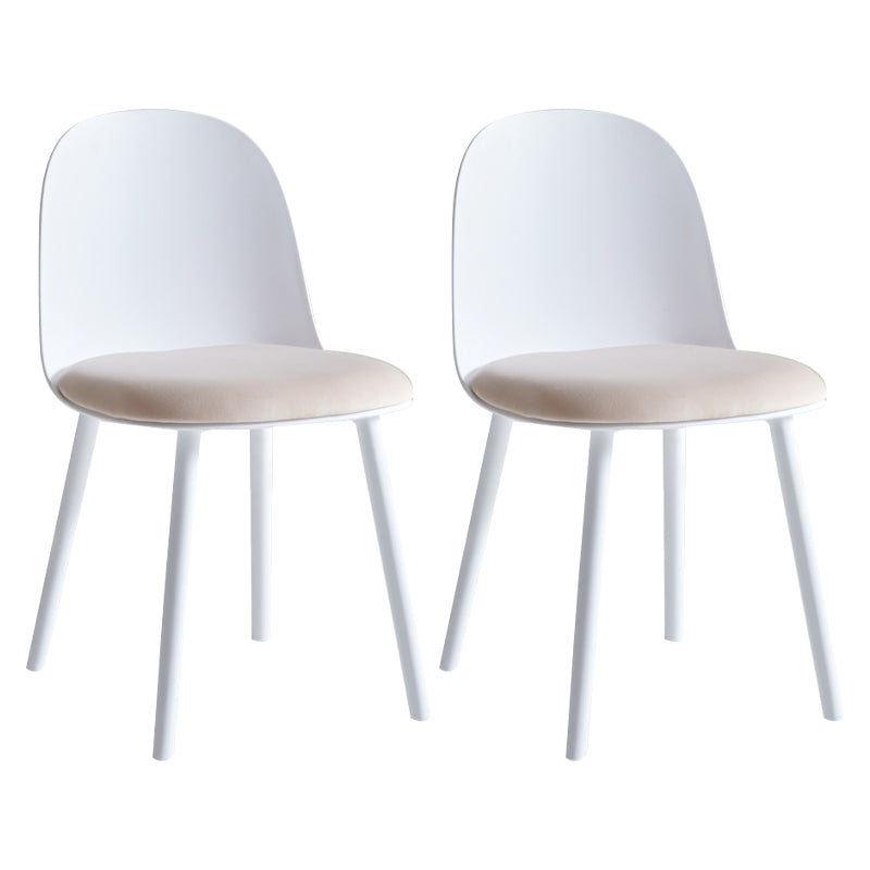 Glam Plastic Indoor-Outdoor Room Side Chairs Solid Back Chair White Upholstered 2 Piece Set Clearhalo ' kitchen&dining_furn' 'Dining Chairs' 'Dining Tables & Seating' 'dining_chair' 'furn' 'furn_dining_chair' 'Furniture' 'furniture_dining_chair' 'Kitchen & Dining Furniture' 'kitchen' 4287230