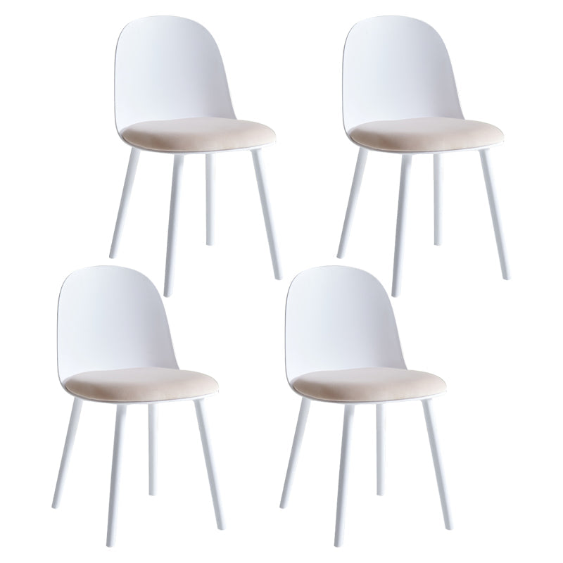 Glam Plastic Indoor-Outdoor Room Side Chairs Solid Back Chair White Upholstered 4 Piece Set Clearhalo ' kitchen&dining_furn' 'Dining Chairs' 'Dining Tables & Seating' 'dining_chair' 'furn' 'furn_dining_chair' 'Furniture' 'furniture_dining_chair' 'Kitchen & Dining Furniture' 'kitchen' 4287231