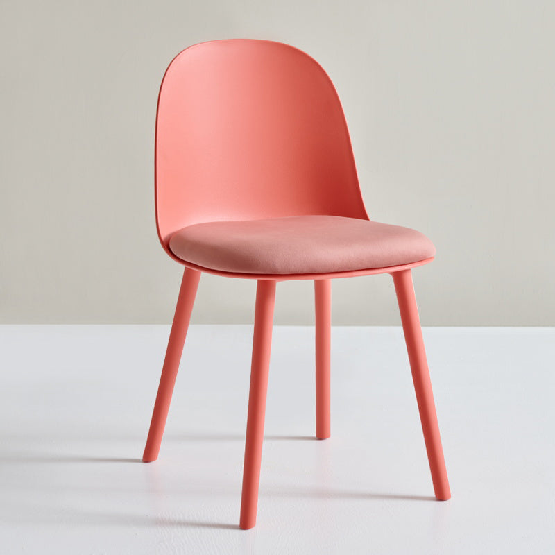 Glam Plastic Indoor-Outdoor Room Side Chairs Solid Back Chair Pink Upholstered 1 Piece Clearhalo ' kitchen&dining_furn' 'Dining Chairs' 'Dining Tables & Seating' 'dining_chair' 'furn' 'furn_dining_chair' 'Furniture' 'furniture_dining_chair' 'Kitchen & Dining Furniture' 'kitchen' 4287232