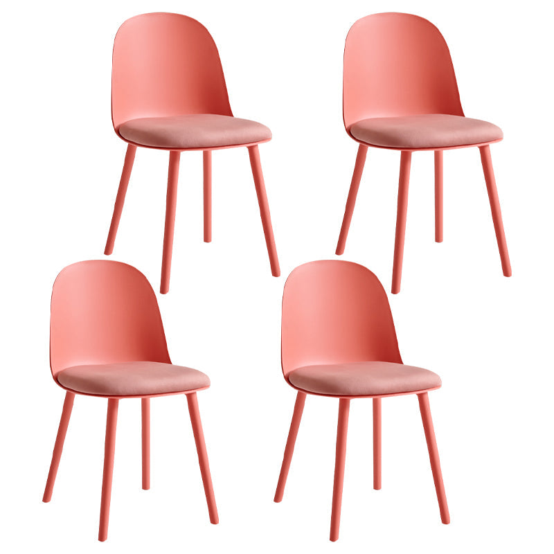 Glam Plastic Indoor-Outdoor Room Side Chairs Solid Back Chair Pink Upholstered 4 Piece Set Clearhalo ' kitchen&dining_furn' 'Dining Chairs' 'Dining Tables & Seating' 'dining_chair' 'furn' 'furn_dining_chair' 'Furniture' 'furniture_dining_chair' 'Kitchen & Dining Furniture' 'kitchen' 4287234