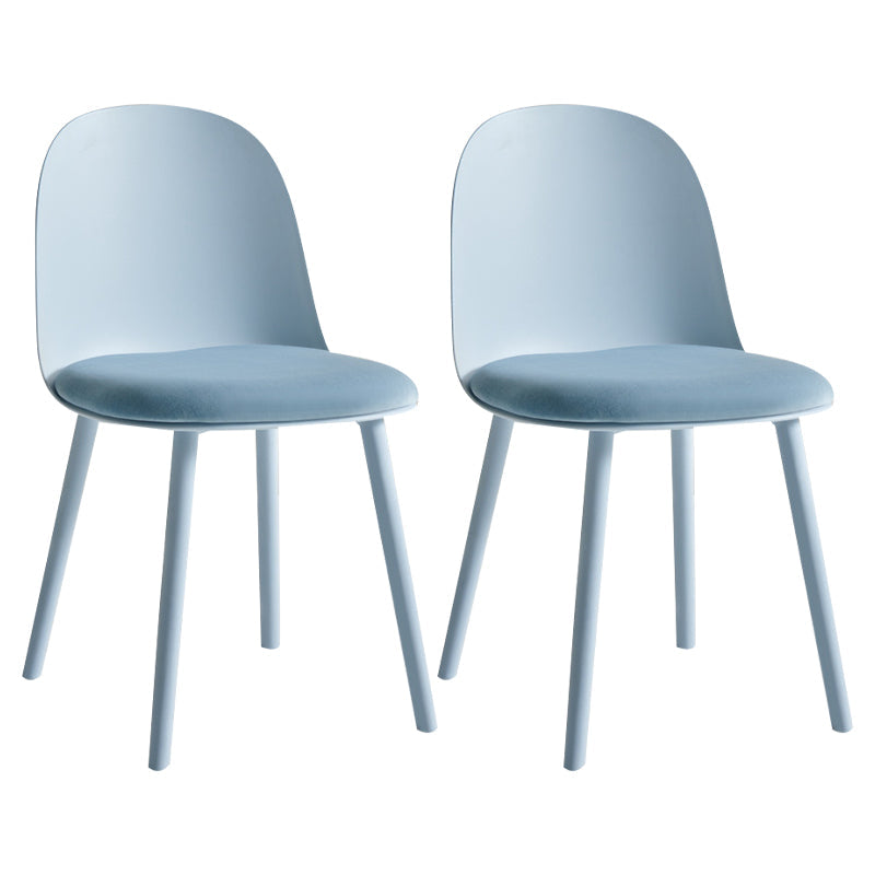 Glam Plastic Indoor-Outdoor Room Side Chairs Solid Back Chair Light Blue Upholstered 2 Piece Set Clearhalo ' kitchen&dining_furn' 'Dining Chairs' 'Dining Tables & Seating' 'dining_chair' 'furn' 'furn_dining_chair' 'Furniture' 'furniture_dining_chair' 'Kitchen & Dining Furniture' 'kitchen' 4287239