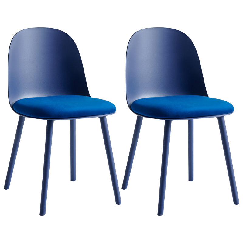 Glam Plastic Indoor-Outdoor Room Side Chairs Solid Back Chair Dark Blue Upholstered 2 Piece Set Clearhalo ' kitchen&dining_furn' 'Dining Chairs' 'Dining Tables & Seating' 'dining_chair' 'furn' 'furn_dining_chair' 'Furniture' 'furniture_dining_chair' 'Kitchen & Dining Furniture' 'kitchen' 4287242