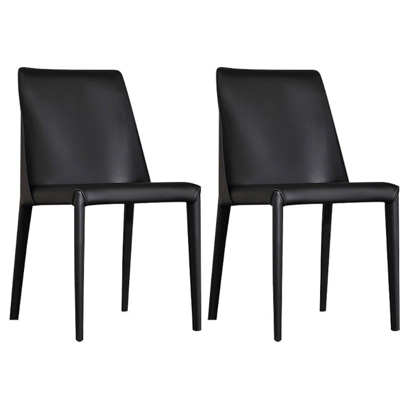 Modern Parsons Side Chair Matte Finish Leather Curved Armless Chair Black Set of 2 Clearhalo ' kitchen&dining_furn' 'Dining Chairs' 'Dining Tables & Seating' 'dining_chair' 'Furniture' 'furniture_dining_chair' 'Kitchen & Dining Furniture' 'kitchen' 4287246
