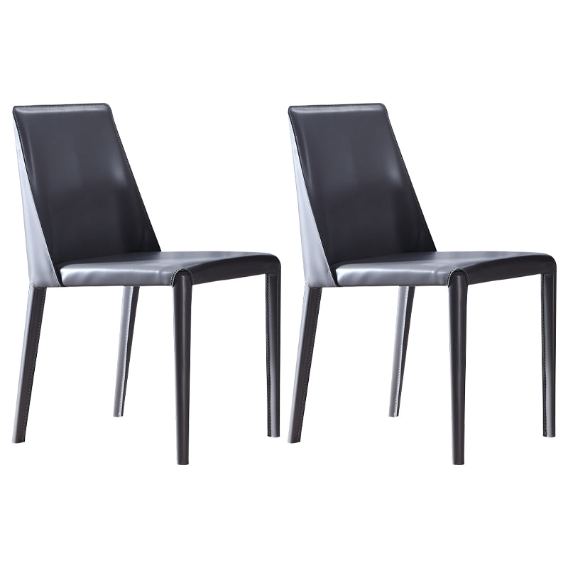 Modern Parsons Side Chair Matte Finish Leather Curved Armless Chair Grey Set of 2 Clearhalo ' kitchen&dining_furn' 'Dining Chairs' 'Dining Tables & Seating' 'dining_chair' 'Furniture' 'furniture_dining_chair' 'Kitchen & Dining Furniture' 'kitchen' 4287250