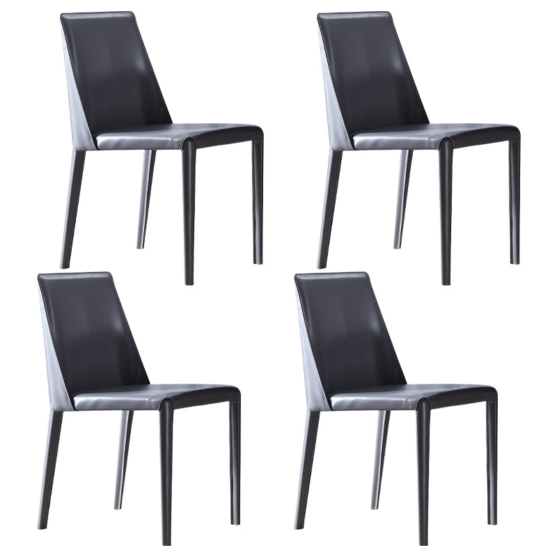 Modern Parsons Side Chair Matte Finish Leather Curved Armless Chair Grey Set of 4 Clearhalo ' kitchen&dining_furn' 'Dining Chairs' 'Dining Tables & Seating' 'dining_chair' 'Furniture' 'furniture_dining_chair' 'Kitchen & Dining Furniture' 'kitchen' 4287251