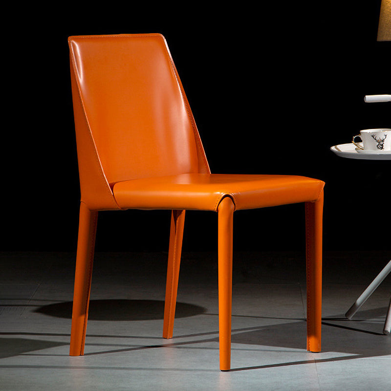 Modern Parsons Side Chair Matte Finish Leather Curved Armless Chair Orange 1 Piece Clearhalo ' kitchen&dining_furn' 'Dining Chairs' 'Dining Tables & Seating' 'dining_chair' 'Furniture' 'furniture_dining_chair' 'Kitchen & Dining Furniture' 'kitchen' 4287253