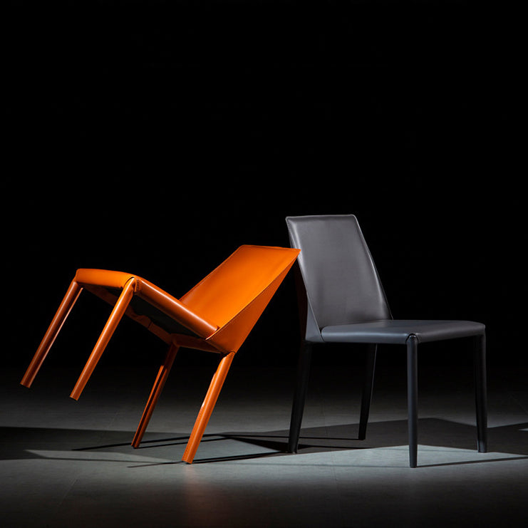 Modern Parsons Side Chair Matte Finish Leather Curved Armless Chair Clearhalo ' kitchen&dining_furn' 'Dining Chairs' 'Dining Tables & Seating' 'dining_chair' 'Furniture' 'furniture_dining_chair' 'Kitchen & Dining Furniture' 'kitchen' 4287260