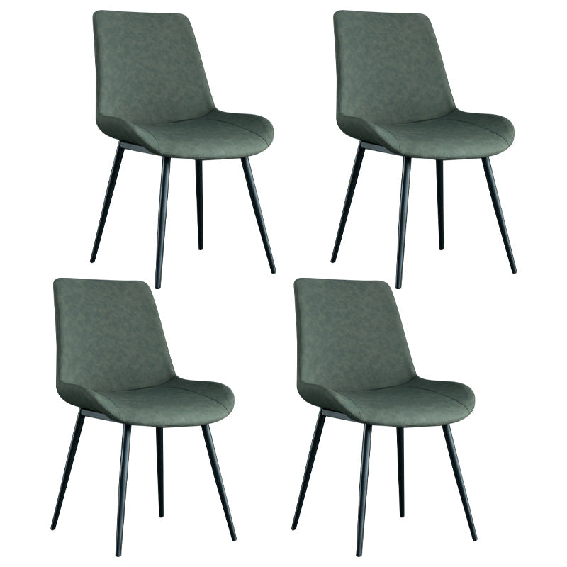 Modern Parsons Side Chair Matte Finish Leather Curved Chair for Brasserie Grey Set of 4 Clearhalo ' kitchen&dining_furn' 'Dining Chairs' 'Dining Tables & Seating' 'dining_chair' 'Furniture' 'furniture_dining_chair' 'Kitchen & Dining Furniture' 'kitchen' 4287266