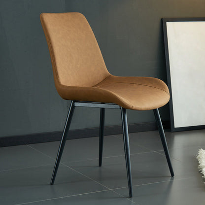 Modern Parsons Side Chair Matte Finish Leather Curved Chair for Brasserie Orange 1 Piece Clearhalo ' kitchen&dining_furn' 'Dining Chairs' 'Dining Tables & Seating' 'dining_chair' 'Furniture' 'furniture_dining_chair' 'Kitchen & Dining Furniture' 'kitchen' 4287268