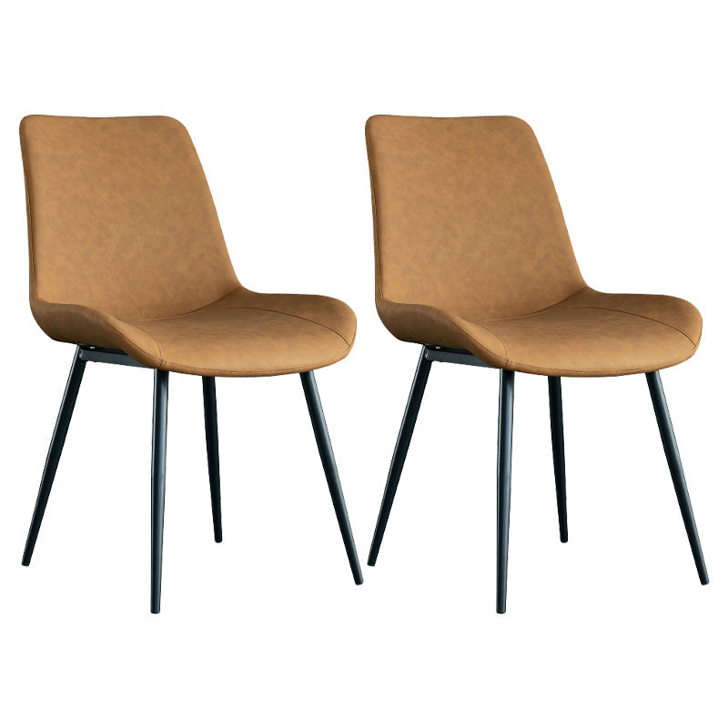 Modern Parsons Side Chair Matte Finish Leather Curved Chair for Brasserie Orange Set of 2 Clearhalo ' kitchen&dining_furn' 'Dining Chairs' 'Dining Tables & Seating' 'dining_chair' 'Furniture' 'furniture_dining_chair' 'Kitchen & Dining Furniture' 'kitchen' 4287269