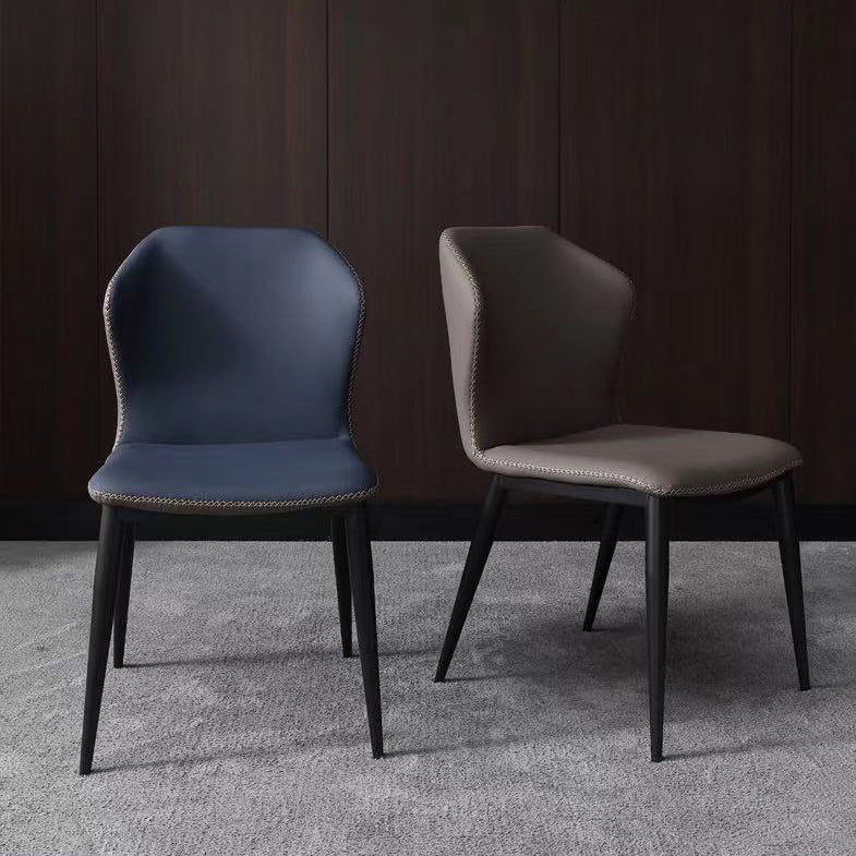 Contemporary Wingback Side Chair Matte Finish Leather Curved Chair for Brasserie Clearhalo ' kitchen&dining_furn' 'Dining Chairs' 'Dining Tables & Seating' 'dining_chair' 'furn' 'furn_dining_chair' 'Furniture' 'furniture_dining_chair' 'Kitchen & Dining Furniture' 'kitchen' 4287281