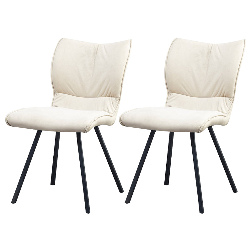 Modern Upholstered Side Chair Matte Finish Parsons Chair for Dining Room Off-White 2 Piece Set Clearhalo ' kitchen&dining_furn' 'Dining Chairs' 'Dining Tables & Seating' 'dining_chair' 'furn' 'furn_dining_chair' 'Furniture' 'furniture_dining_chair' 'Kitchen & Dining Furniture' 'kitchen' 4287305