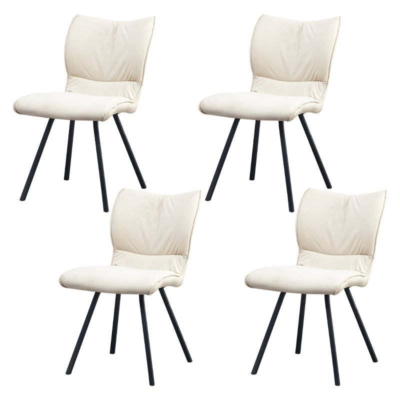 Modern Upholstered Side Chair Matte Finish Parsons Chair for Dining Room Off-White 4 Piece Set Clearhalo ' kitchen&dining_furn' 'Dining Chairs' 'Dining Tables & Seating' 'dining_chair' 'furn' 'furn_dining_chair' 'Furniture' 'furniture_dining_chair' 'Kitchen & Dining Furniture' 'kitchen' 4287307