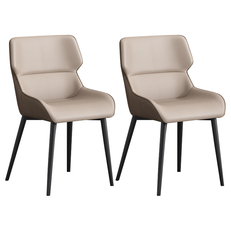 Modern Parsons Guest Chair Matte Finish Leather Curved Chair for Brasserie Grey 2 Piece Set Clearhalo ' kitchen&dining_furn' 'Dining Chairs' 'Dining Tables & Seating' 'dining_chair' 'furn' 'furn_dining_chair' 'Furniture' 'furniture_dining_chair' 'Kitchen & Dining Furniture' 'kitchen' 4287314
