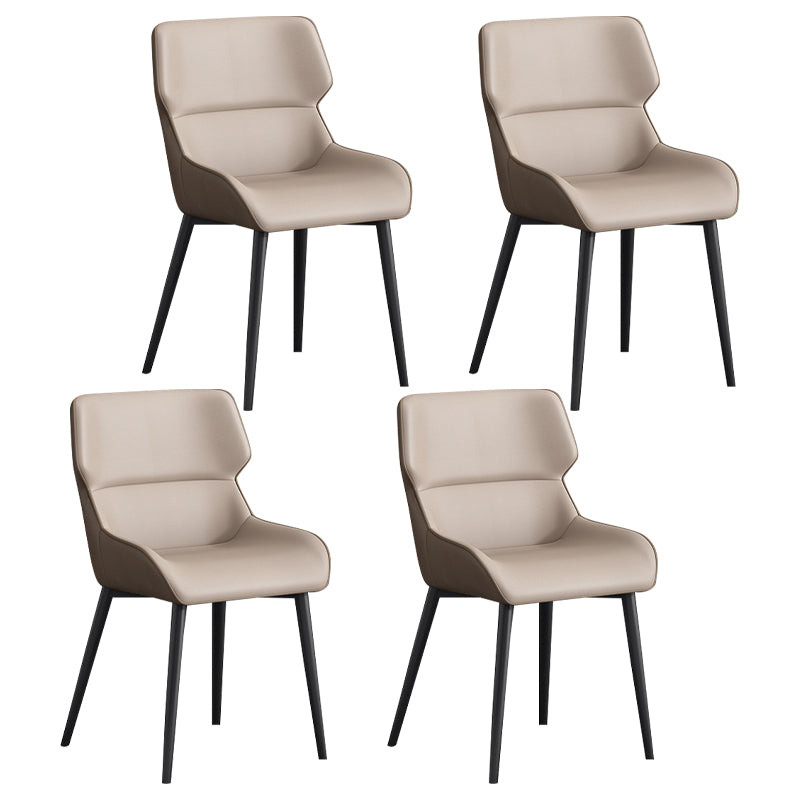 Modern Parsons Guest Chair Matte Finish Leather Curved Chair for Brasserie Grey 4 Piece Set Clearhalo ' kitchen&dining_furn' 'Dining Chairs' 'Dining Tables & Seating' 'dining_chair' 'furn' 'furn_dining_chair' 'Furniture' 'furniture_dining_chair' 'Kitchen & Dining Furniture' 'kitchen' 4287315