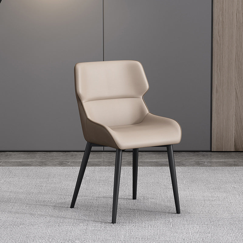 Modern Parsons Guest Chair Matte Finish Leather Curved Chair for Brasserie Grey 1 Piece Clearhalo ' kitchen&dining_furn' 'Dining Chairs' 'Dining Tables & Seating' 'dining_chair' 'furn' 'furn_dining_chair' 'Furniture' 'furniture_dining_chair' 'Kitchen & Dining Furniture' 'kitchen' 4287316