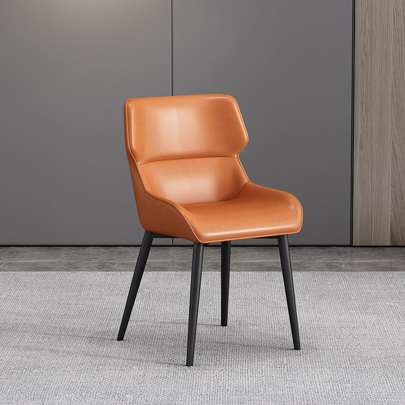Modern Parsons Guest Chair Matte Finish Leather Curved Chair for Brasserie Orange 1 Piece Clearhalo ' kitchen&dining_furn' 'Dining Chairs' 'Dining Tables & Seating' 'dining_chair' 'furn' 'furn_dining_chair' 'Furniture' 'furniture_dining_chair' 'Kitchen & Dining Furniture' 'kitchen' 4287318
