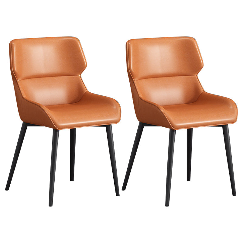 Modern Parsons Guest Chair Matte Finish Leather Curved Chair for Brasserie Orange 2 Piece Set Clearhalo ' kitchen&dining_furn' 'Dining Chairs' 'Dining Tables & Seating' 'dining_chair' 'furn' 'furn_dining_chair' 'Furniture' 'furniture_dining_chair' 'Kitchen & Dining Furniture' 'kitchen' 4287320