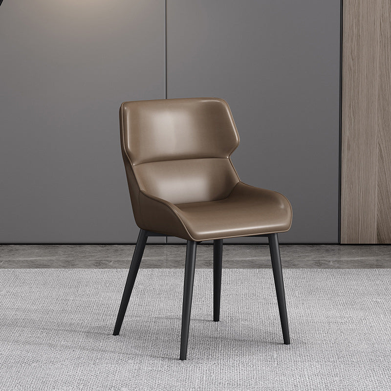 Modern Parsons Guest Chair Matte Finish Leather Curved Chair for Brasserie Brown 1 Piece Clearhalo ' kitchen&dining_furn' 'Dining Chairs' 'Dining Tables & Seating' 'dining_chair' 'furn' 'furn_dining_chair' 'Furniture' 'furniture_dining_chair' 'Kitchen & Dining Furniture' 'kitchen' 4287323