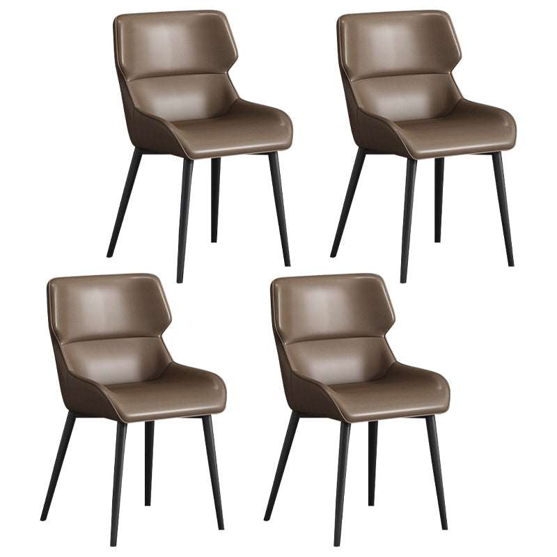 Modern Parsons Guest Chair Matte Finish Leather Curved Chair for Brasserie Brown 4 Piece Set Clearhalo ' kitchen&dining_furn' 'Dining Chairs' 'Dining Tables & Seating' 'dining_chair' 'furn' 'furn_dining_chair' 'Furniture' 'furniture_dining_chair' 'Kitchen & Dining Furniture' 'kitchen' 4287327