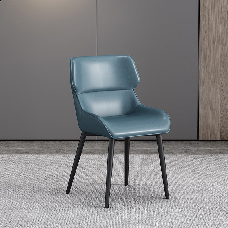 Modern Parsons Guest Chair Matte Finish Leather Curved Chair for Brasserie Blue 1 Piece Clearhalo ' kitchen&dining_furn' 'Dining Chairs' 'Dining Tables & Seating' 'dining_chair' 'furn' 'furn_dining_chair' 'Furniture' 'furniture_dining_chair' 'Kitchen & Dining Furniture' 'kitchen' 4287329
