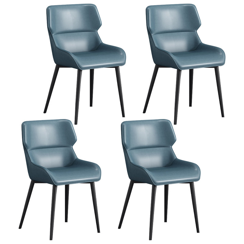 Modern Parsons Guest Chair Matte Finish Leather Curved Chair for Brasserie Blue 4 Piece Set Clearhalo ' kitchen&dining_furn' 'Dining Chairs' 'Dining Tables & Seating' 'dining_chair' 'furn' 'furn_dining_chair' 'Furniture' 'furniture_dining_chair' 'Kitchen & Dining Furniture' 'kitchen' 4287331