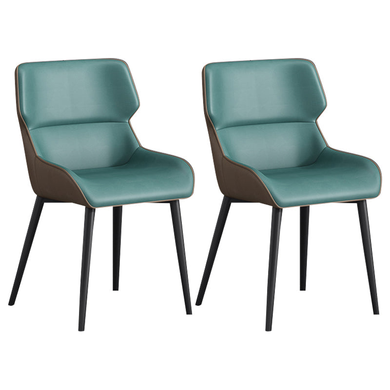 Modern Parsons Guest Chair Matte Finish Leather Curved Chair for Brasserie Green 2 Piece Set Clearhalo ' kitchen&dining_furn' 'Dining Chairs' 'Dining Tables & Seating' 'dining_chair' 'furn' 'furn_dining_chair' 'Furniture' 'furniture_dining_chair' 'Kitchen & Dining Furniture' 'kitchen' 4287332