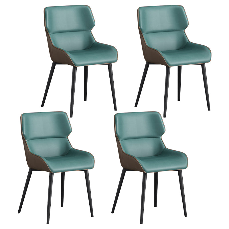 Modern Parsons Guest Chair Matte Finish Leather Curved Chair for Brasserie Green 4 Piece Set Clearhalo ' kitchen&dining_furn' 'Dining Chairs' 'Dining Tables & Seating' 'dining_chair' 'furn' 'furn_dining_chair' 'Furniture' 'furniture_dining_chair' 'Kitchen & Dining Furniture' 'kitchen' 4287333