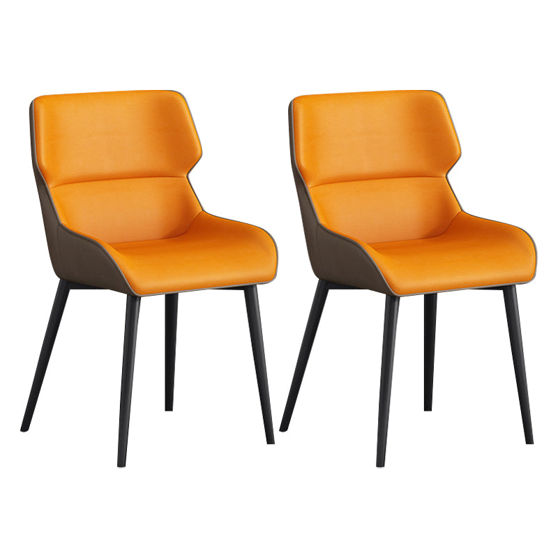 Modern Parsons Guest Chair Matte Finish Leather Curved Chair for Brasserie Fluorescent Orange 2 Piece Set Clearhalo ' kitchen&dining_furn' 'Dining Chairs' 'Dining Tables & Seating' 'dining_chair' 'furn' 'furn_dining_chair' 'Furniture' 'furniture_dining_chair' 'Kitchen & Dining Furniture' 'kitchen' 4287334