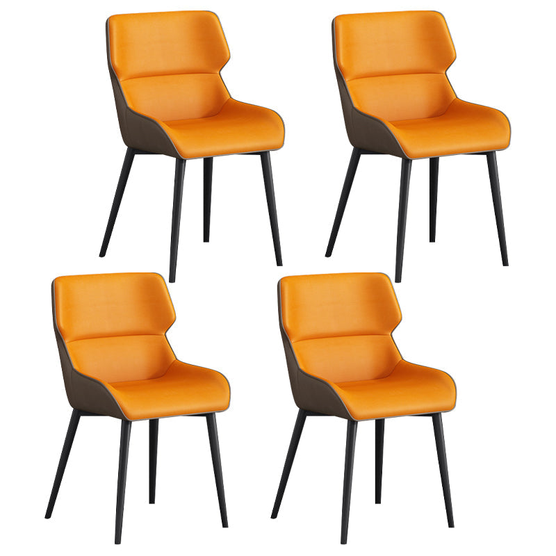 Modern Parsons Guest Chair Matte Finish Leather Curved Chair for Brasserie Fluorescent Orange 4 Piece Set Clearhalo ' kitchen&dining_furn' 'Dining Chairs' 'Dining Tables & Seating' 'dining_chair' 'furn' 'furn_dining_chair' 'Furniture' 'furniture_dining_chair' 'Kitchen & Dining Furniture' 'kitchen' 4287335