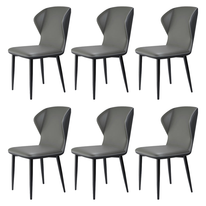 Contemporary Parsons Side Chair Matte Finish Leather Curved Chair for Brasserie Grey 6 Piece Set Clearhalo ' kitchen&dining_furn' 'Dining Chairs' 'Dining Tables & Seating' 'dining_chair' 'furn' 'furn_dining_chair' 'Furniture' 'furniture_dining_chair' 'Kitchen & Dining Furniture' 'kitchen' 4287338