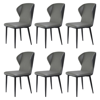 Contemporary Parsons Side Chair Matte Finish Leather Curved Chair for Brasserie Grey 6 Piece Set Clearhalo ' kitchen&dining_furn' 'Dining Chairs' 'Dining Tables & Seating' 'dining_chair' 'furn' 'furn_dining_chair' 'Furniture' 'furniture_dining_chair' 'Kitchen & Dining Furniture' 'kitchen' 4287338