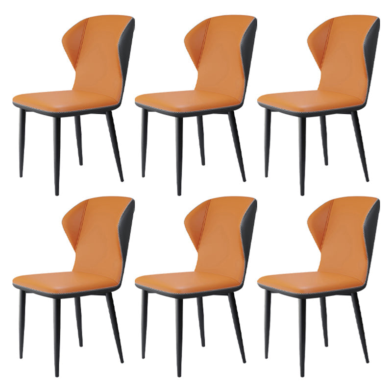 Contemporary Parsons Side Chair Matte Finish Leather Curved Chair for Brasserie Orange 6 Piece Set Clearhalo ' kitchen&dining_furn' 'Dining Chairs' 'Dining Tables & Seating' 'dining_chair' 'furn' 'furn_dining_chair' 'Furniture' 'furniture_dining_chair' 'Kitchen & Dining Furniture' 'kitchen' 4287339