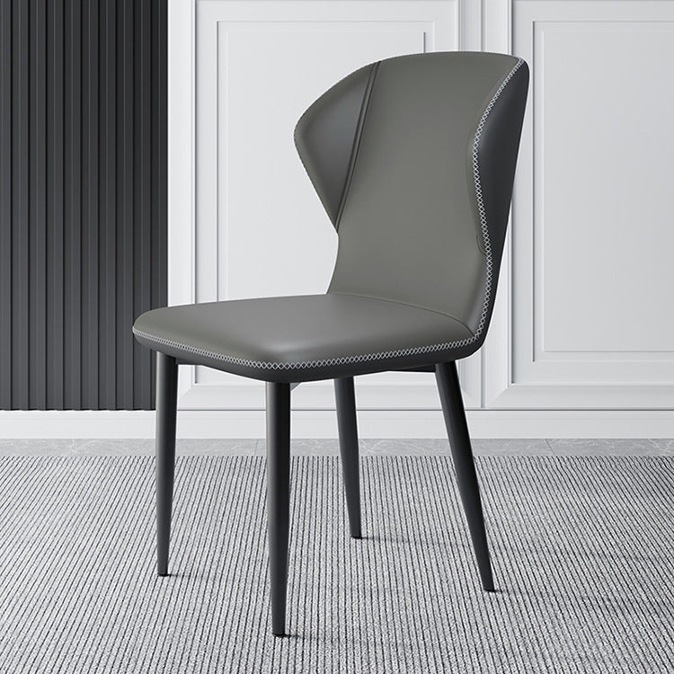 Contemporary Parsons Side Chair Matte Finish Leather Curved Chair for Brasserie Clearhalo ' kitchen&dining_furn' 'Dining Chairs' 'Dining Tables & Seating' 'dining_chair' 'furn' 'furn_dining_chair' 'Furniture' 'furniture_dining_chair' 'Kitchen & Dining Furniture' 'kitchen' 4287340