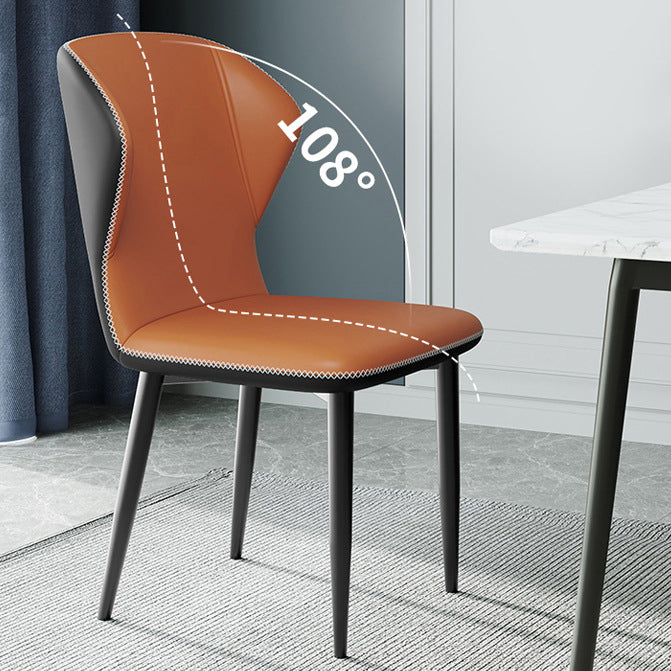 Contemporary Parsons Side Chair Matte Finish Leather Curved Chair for Brasserie Clearhalo ' kitchen&dining_furn' 'Dining Chairs' 'Dining Tables & Seating' 'dining_chair' 'furn' 'furn_dining_chair' 'Furniture' 'furniture_dining_chair' 'Kitchen & Dining Furniture' 'kitchen' 4287346