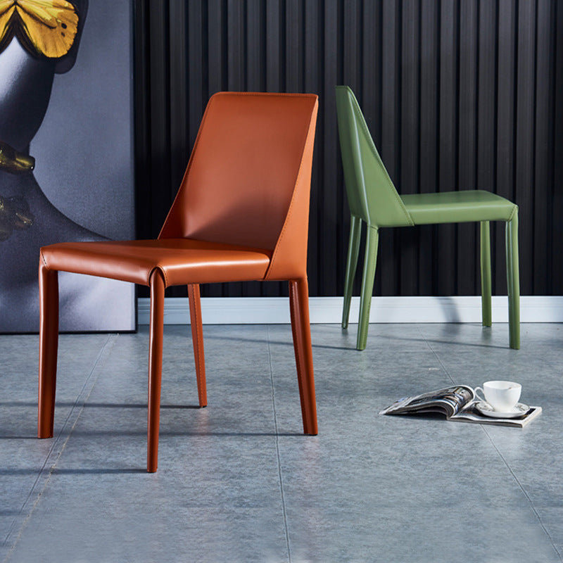 Contemporary Parsons Side Chair Matte Finish Leather Curved Armless Chair for Brasserie Clearhalo ' kitchen&dining_furn' 'Dining Chairs' 'Dining Tables & Seating' 'dining_chair' 'furn' 'furn_dining_chair' 'Furniture' 'furniture_dining_chair' 'Kitchen & Dining Furniture' 'kitchen' 4287350